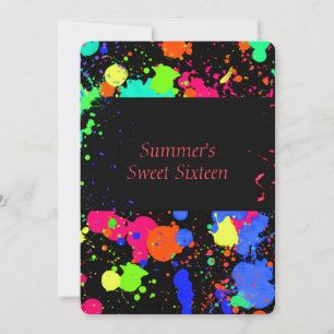 Invitation Sweet Sixteen éclaboussure de peinture 