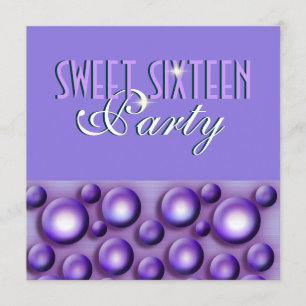 Invitation "Sweet sixteen" élégant violet "pois"