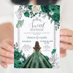 Invitation Sweet sixteen Emerald Green & Silver Anniversaire<br><div class="desc">Sweet sixteen Emerald Green & Silver Birthday Invitation Mis Quince Anos,  15e anniversaire, </div>