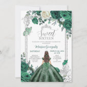 Invitation Sweet sixteen Emerald Green & Silver Anniversaire (Devant)