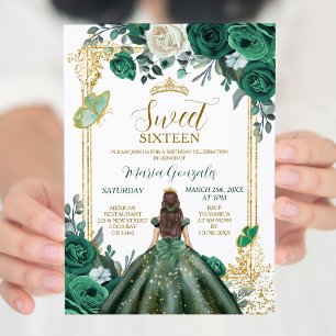 Invitation Sweet sixteen Emerald Vert & Blanc Anniversaire