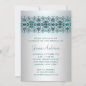 Invitation Sweet sixteen en dentelle d'argent bleu (Dos)