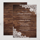 Invitation Sweet sixteen en dentelle de bois rusti (Devant / Derrière)