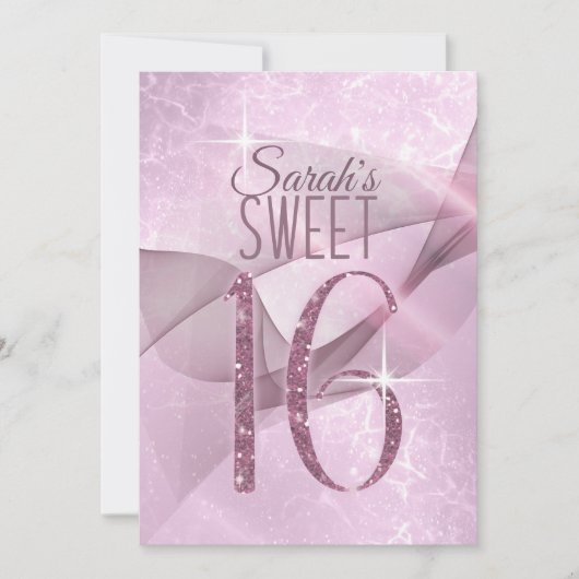 Invitation Sweet sixteen étincelant ID652 rose orchidée (Devant)