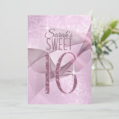 Invitation Sweet sixteen  étincelant ID652 rose orchidée (Debout devant)