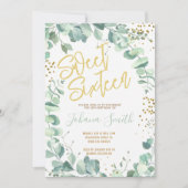 Invitation Sweet sixteen Eucalyptus Gold Anniversaire Invitat (Devant)