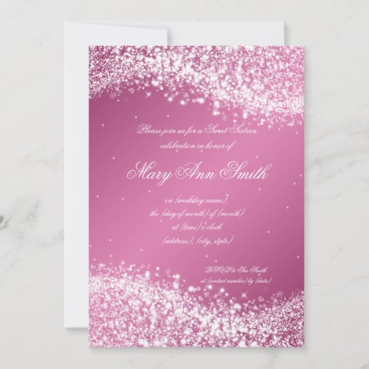 Invitation Sweet sixteen fête d'anniversaire Sparkling Wave P (Devant)