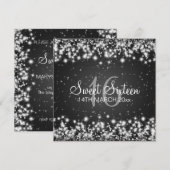 Invitation Sweet sixteen Fête de l'hiver Sparkel Black (Devant / Derrière)