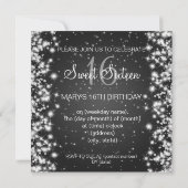 Invitation Sweet sixteen Fête de l'hiver Sparkel Black (Dos)