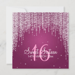 Invitation Sweet sixteen Fête de nuit rose