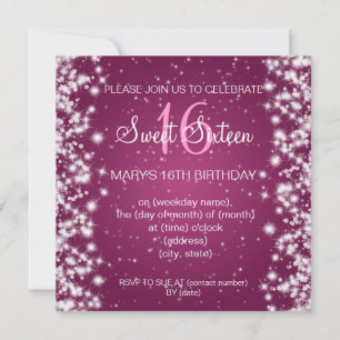 Invitation sweet sixteen Fête Étincelle hivernale