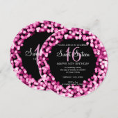 Invitation Sweet sixteen Fête flamme rose (Devant / Derrière)