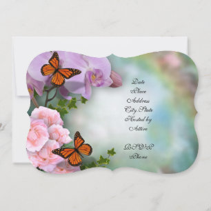Invitation Sweet sixteen Fleurs et papillons d'invitation