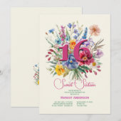 Invitation Sweet sixteen Floral (Devant / Derrière)