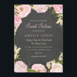 Invitation Sweet sixteen Floral Rose Wreath Chalkboard Invita<br><div class="desc">Plus de jolies invitations en sweet sixteen floral dans le Little Bayleigh Store! Oeuvre de : www.createthecut.com</div>