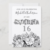 Invitation Sweet sixteen floral rustique (Devant)