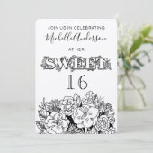 Invitation Sweet sixteen floral rustique (Debout devant)