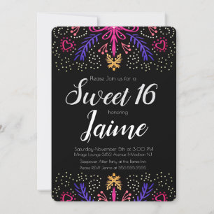 Invitation Sweet sixteen Fun Dotée Floral Chic