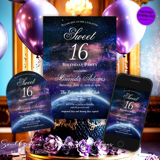 Invitation Sweet sixteen Galaxy