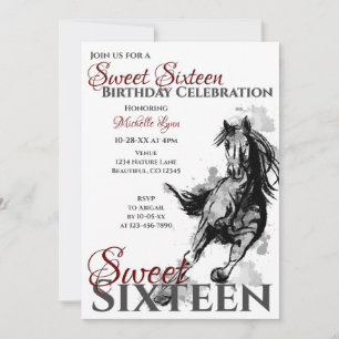 Invitation Sweet sixteen Galloping Horse fête d'anniversaire