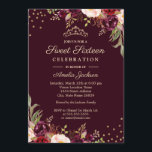Invitation Sweet sixteen Gold Bourgogne floral Éperche<br><div class="desc">Plus joli Sweet sixteen Invitations dans le Little Bayleigh Store!</div>