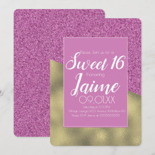 Invitation Sweet sixteen Gold et Parties scintillant Rainbow 