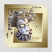 Invitation Sweet sixteen Gold Masquerade (Devant / Derrière)