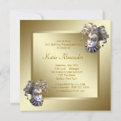 Invitation Sweet sixteen Gold Masquerade (Dos)