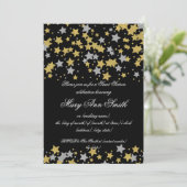 Invitation Sweet sixteen Gold Silver Parties scintillant Star (Debout devant)