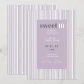 Invitation Sweet sixteen | Gris et pourpre doux (Devant / Derrière)