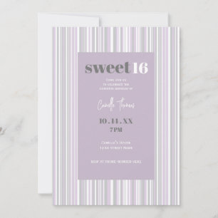 Invitation Sweet sixteen   Gris et pourpre doux