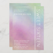 Invitation Sweet sixteen holographique simple (Devant / Derrière)