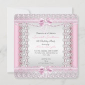 Invitation Sweet sixteen Jolie perles blanches roses Lace Bow (Dos)