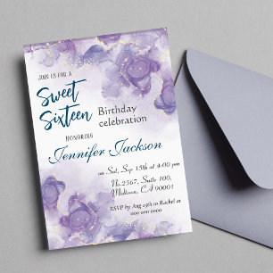 Invitation Sweet sixteen lavande bleu violet