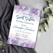 Invitation Sweet sixteen lavande bleu violet