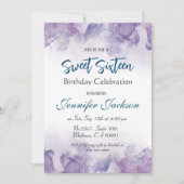 Invitation Sweet sixteen lavande bleu violet (Devant)
