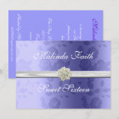 Invitation sweet sixteen, Lavande, Perles, (Devant / Derrière)