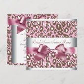 Invitation Sweet sixteen léopard rose Brown (Devant / Derrière)