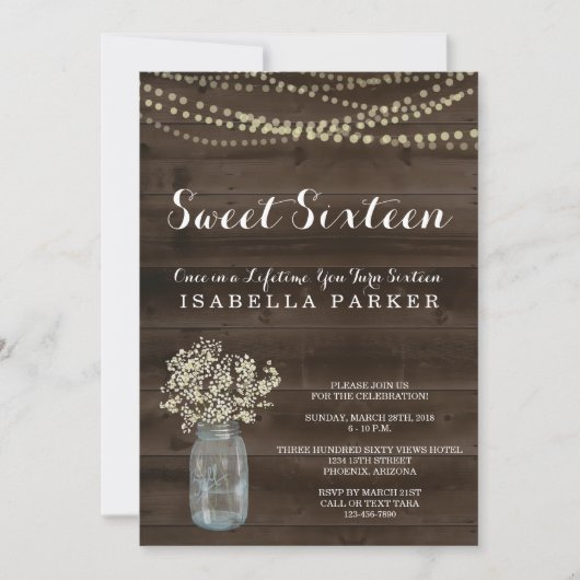 Invitation Sweet sixteen| L'haleine des bébés rust (Devant)