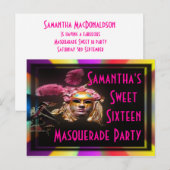 Invitation sweet sixteen mascarade (Devant / Derrière)