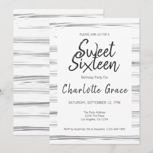 Invitation Sweet sixteen moderne fête d'anniversaire (Devant / Derrière)