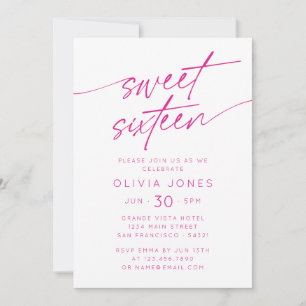 Invitation Sweet sixteen moderne photo d'anniversaire   Rose