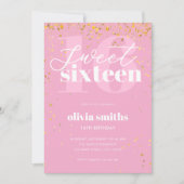 Invitation Sweet sixteen moderne rose 16e anniversaire (Devant)