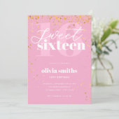 Invitation Sweet sixteen moderne rose 16e anniversaire (Debout devant)