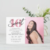 Invitation Sweet sixteen moderne rose avec photo (Debout devant)