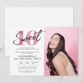 Invitation Sweet sixteen moderne rose avec photo (Devant / Derrière)