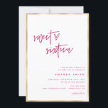 Invitation Sweet sixteen Moderne Script Faux Gold Foil Pink I<br><div class="desc">Sweet sixteen moderne Script Faux Gold Foil Pink Anniversaire Invitation Message pour tout ajustement nécessaire</div>