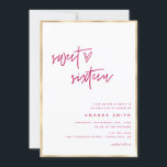 Invitation Sweet sixteen Moderne Script Faux Gold Foil Pink I<br><div class="desc">Sweet sixteen moderne Script Faux Gold Foil Pink Anniversaire Invitation Message pour tout ajustement nécessaire</div>