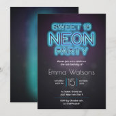 Invitation Sweet sixteen Neon (Devant / Derrière)