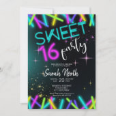 Invitation Sweet sixteen Neon Glow ID760 (Devant)